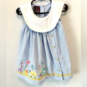 Lil Cactus Light Blue Seersucker Yoke Collared Dress 12-24M